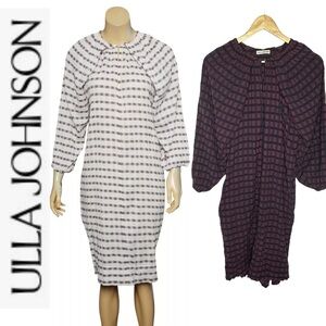Ulla Johnson Purpke/Blue Plaid Mock Neck Midi Dress app m